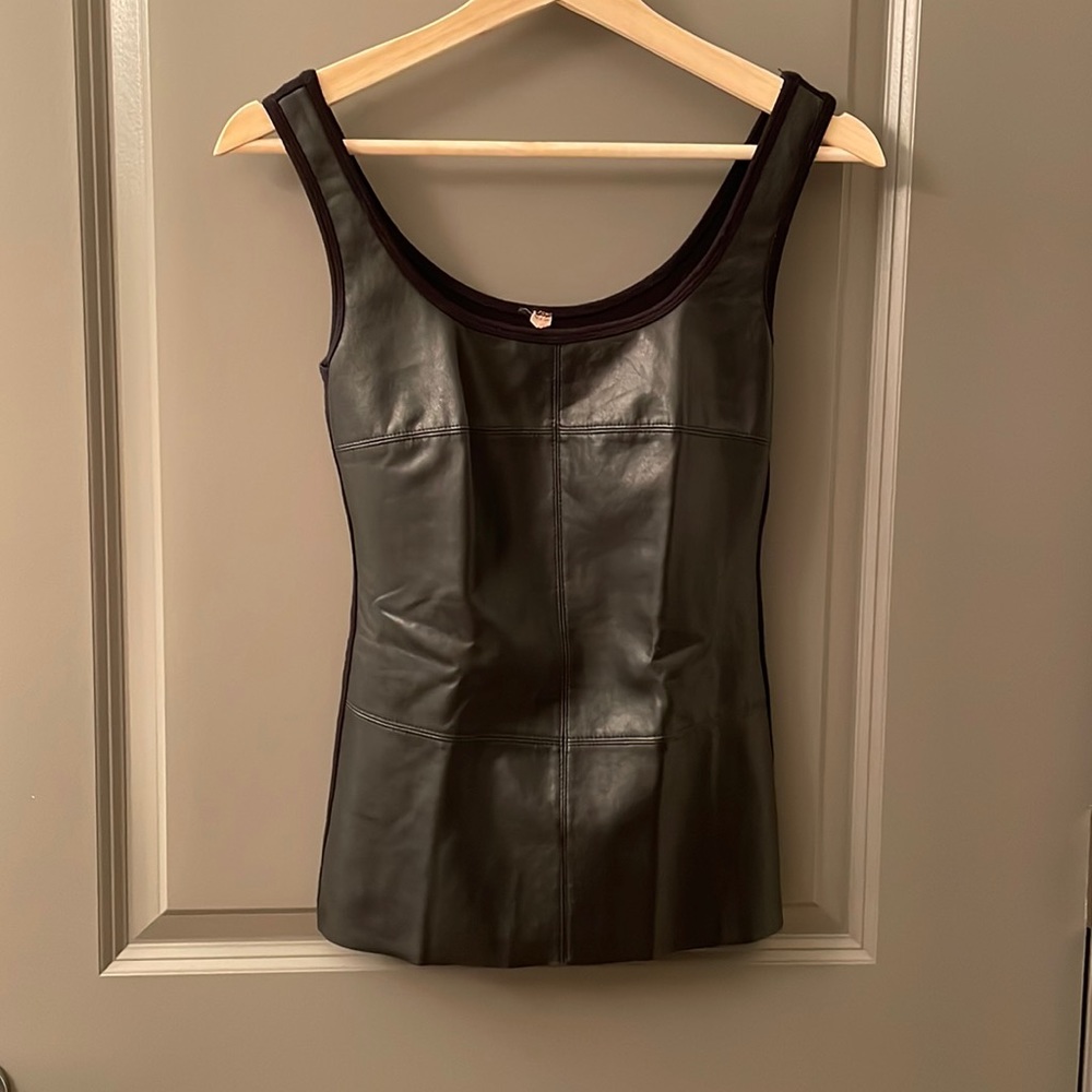 Black tank top with leather front
